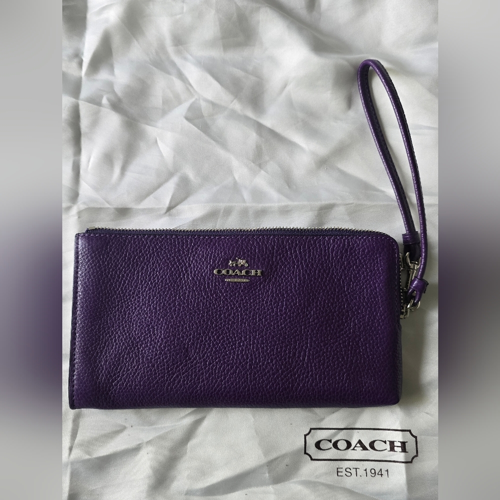 Coach Purple Leather Wristlet